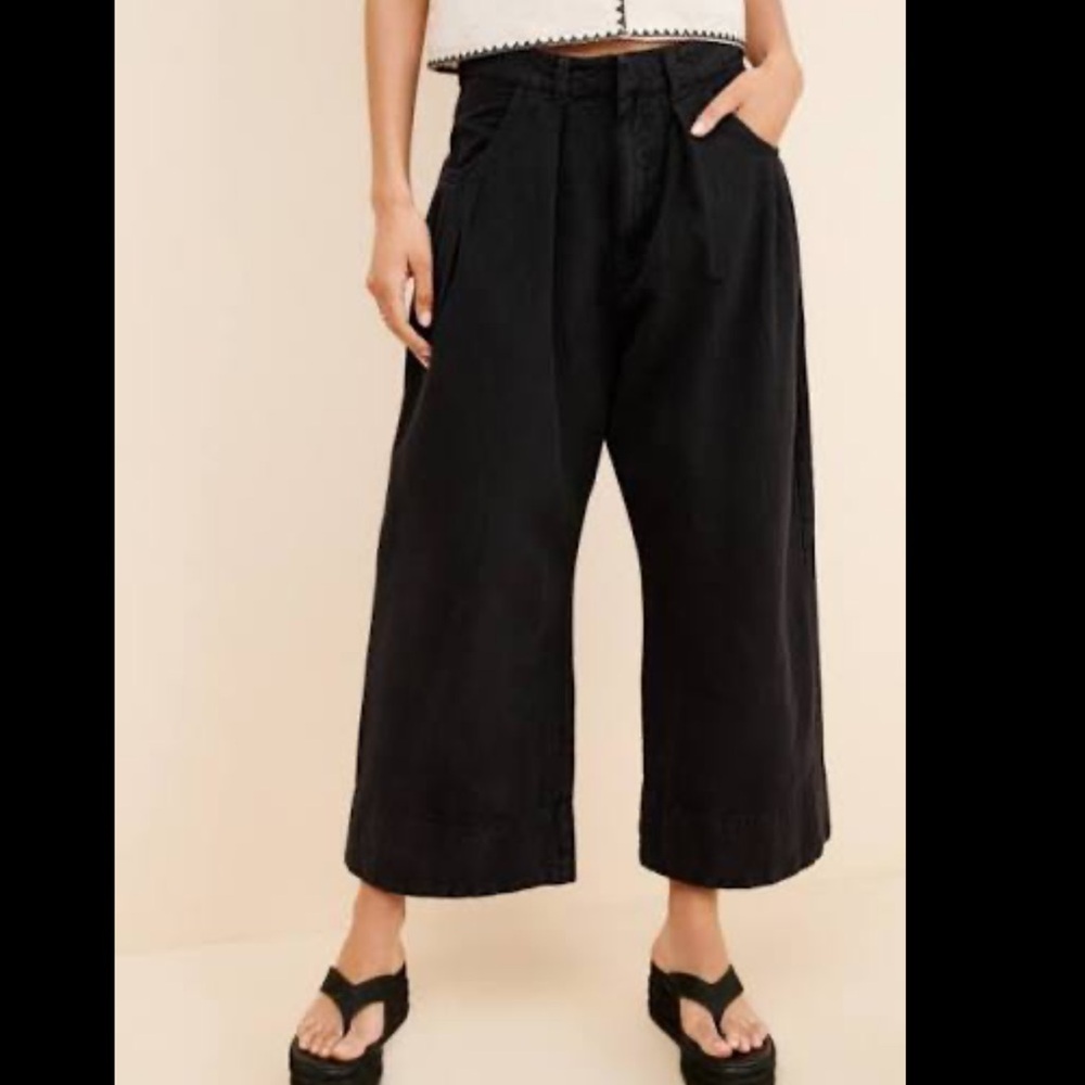 Free People Black Wide Leg Pants